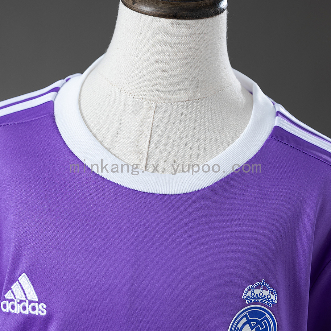 Real Madrid 16/17 Away Retro Long Sleeve Kids Kit Jersey SIZE 16-28 11