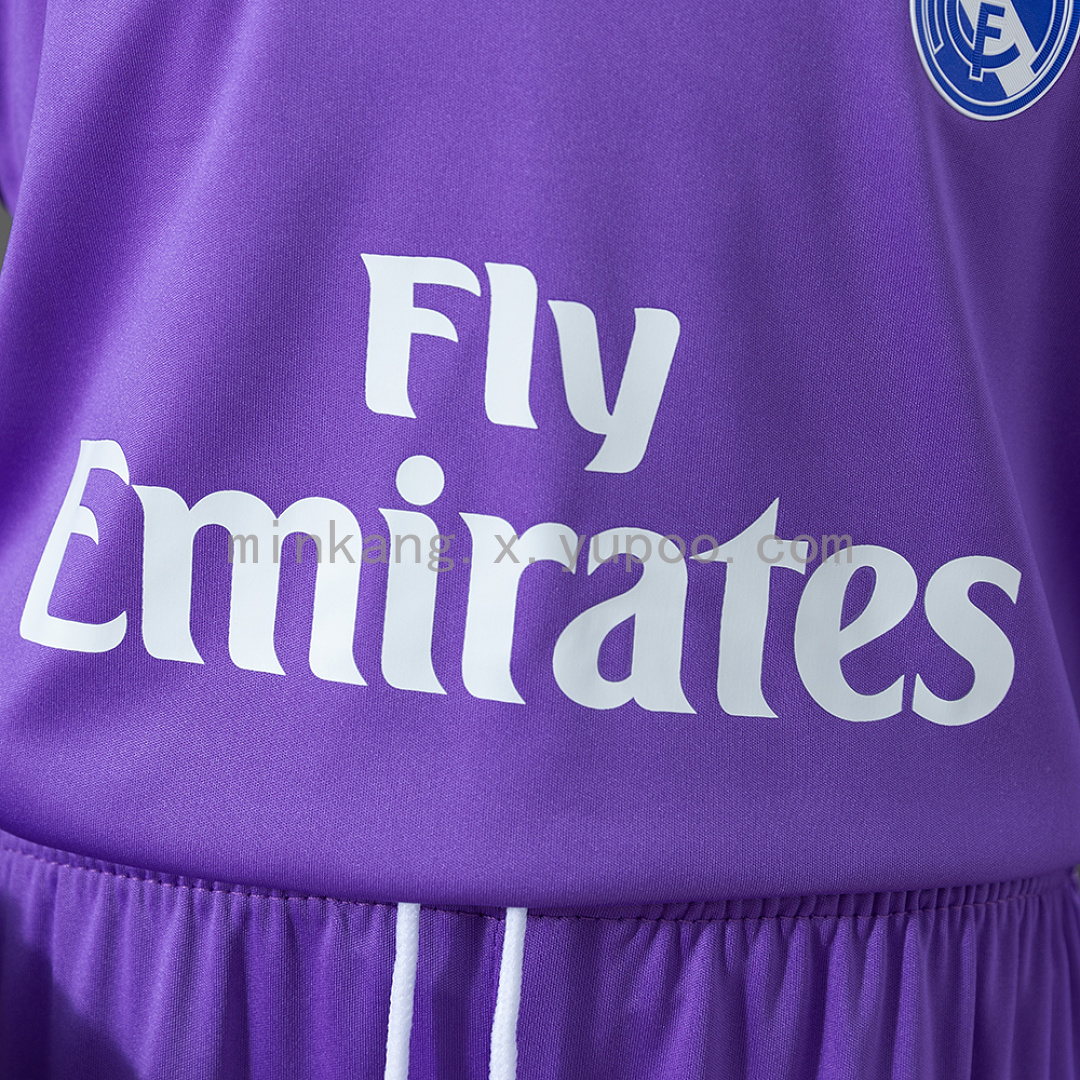 Real Madrid 16/17 Away Retro Long Sleeve Kids Kit Jersey SIZE 16-28 10
