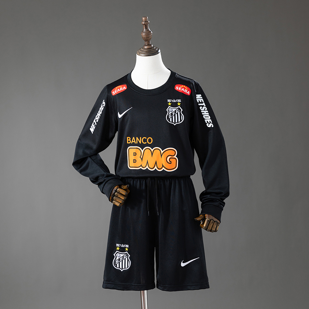 Santos 12/13 Away Retro Long Sleeve Kids Kit Jersey Size 16-28 3