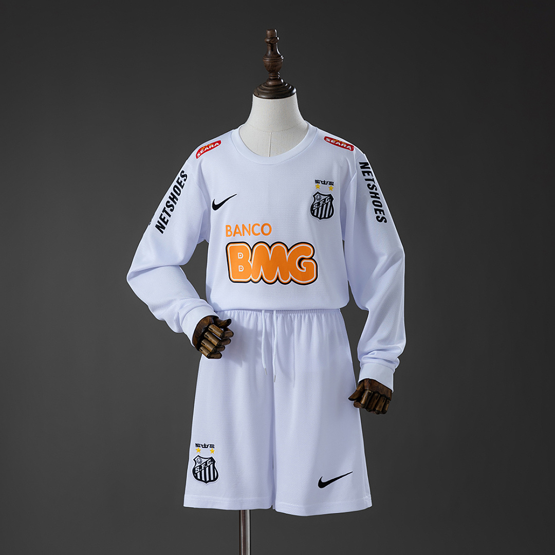 Santos 12/13 Home Retro Long Sleeve Kids Kit Jersey Size 16-28 3