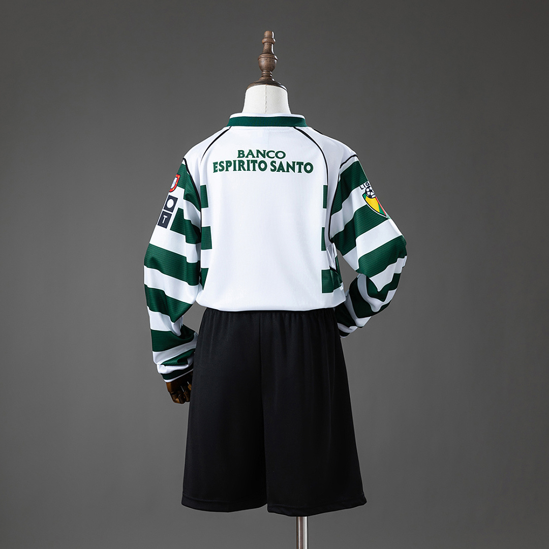 Sporting CP 01/02 Home Retro Long-Sleeve Kids Kit Jersey Size 16-28 2