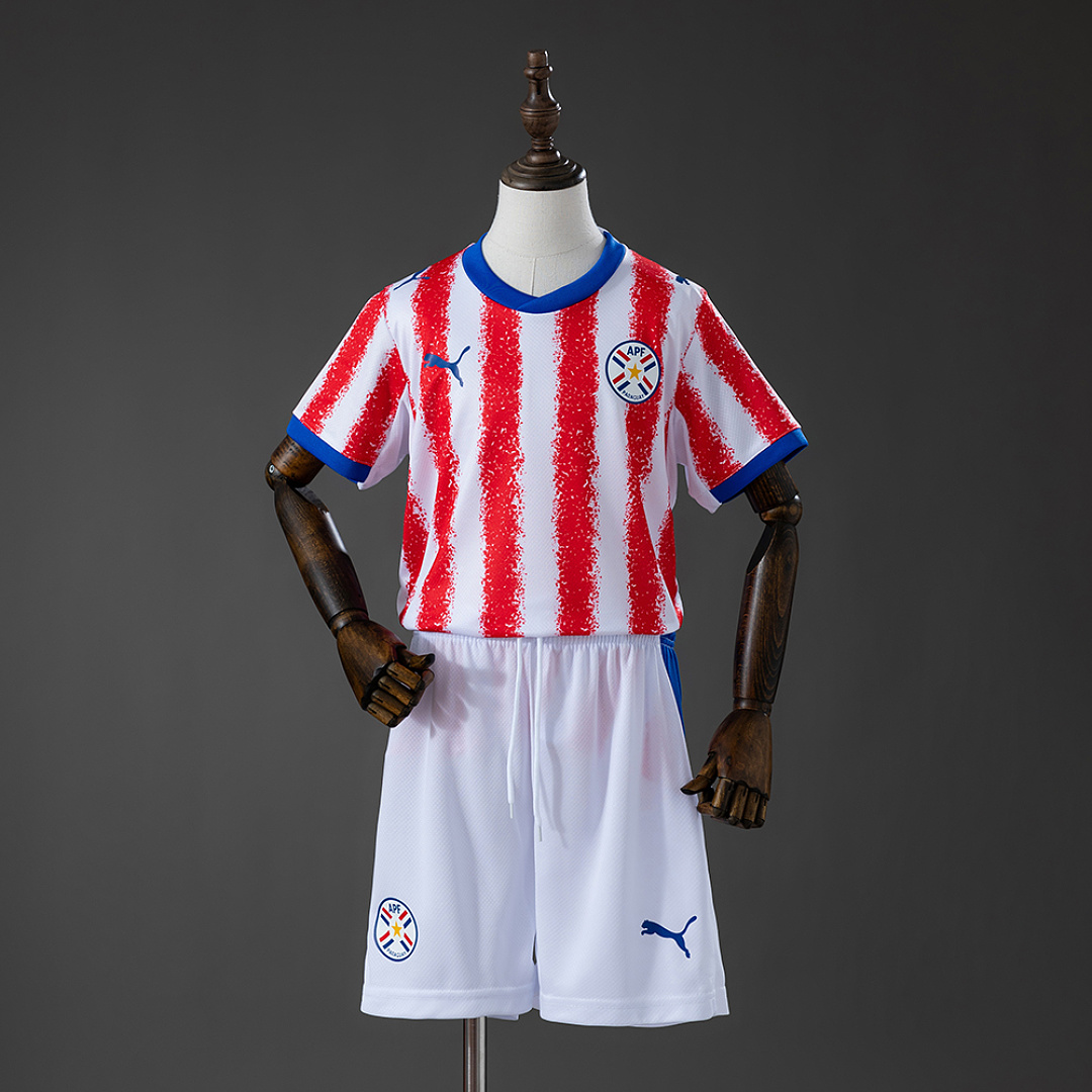 Paraguay 2026 Home Kids Kit Jersey Size 16-28 3
