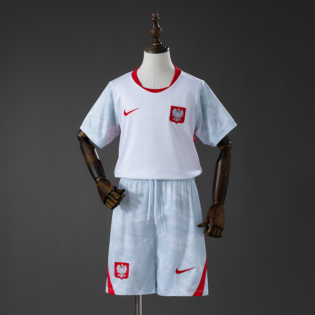 Poland 2026 Home Kids Kit Jersey Size 16-28 3
