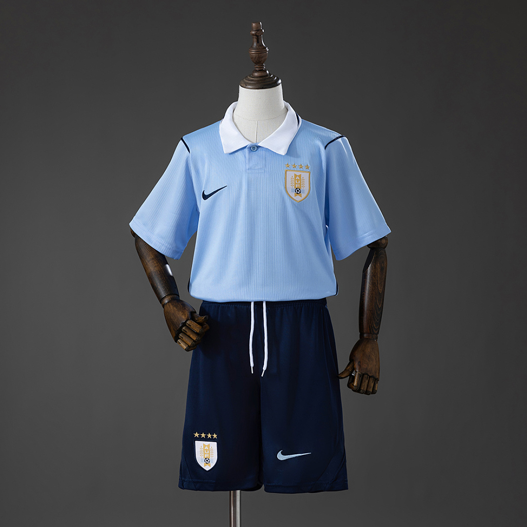 Uruguay 2026 Home Kids Kit Jersey Size 16-28 3