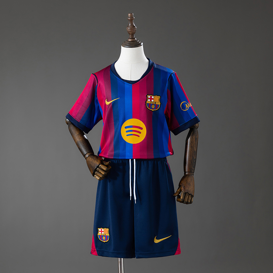 Barcelona 26/27 Home Kids Kit Jersey Size 16-28 2