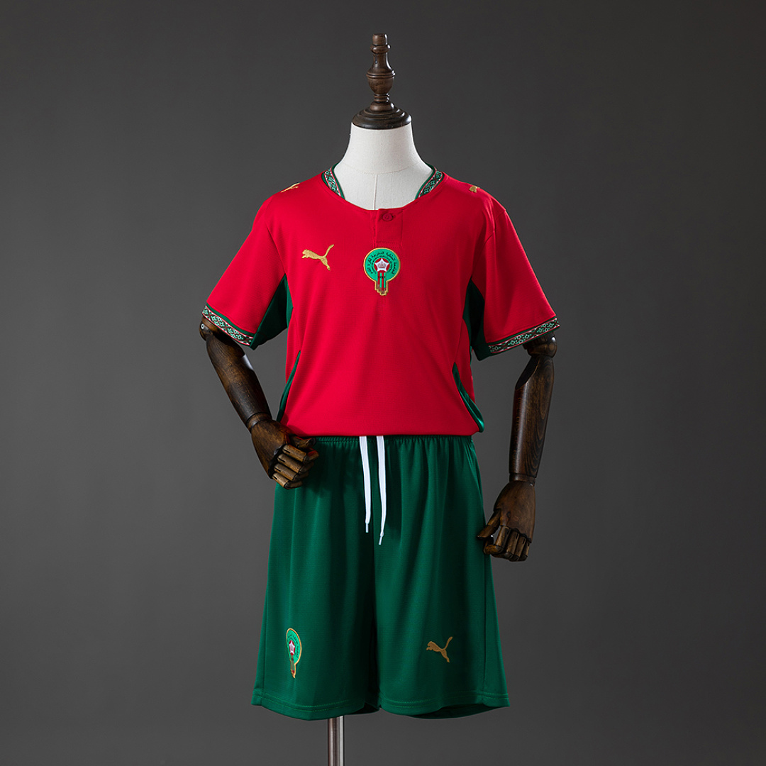 Morocco 2026 Home Kids Kit Jersey Size:16-28
