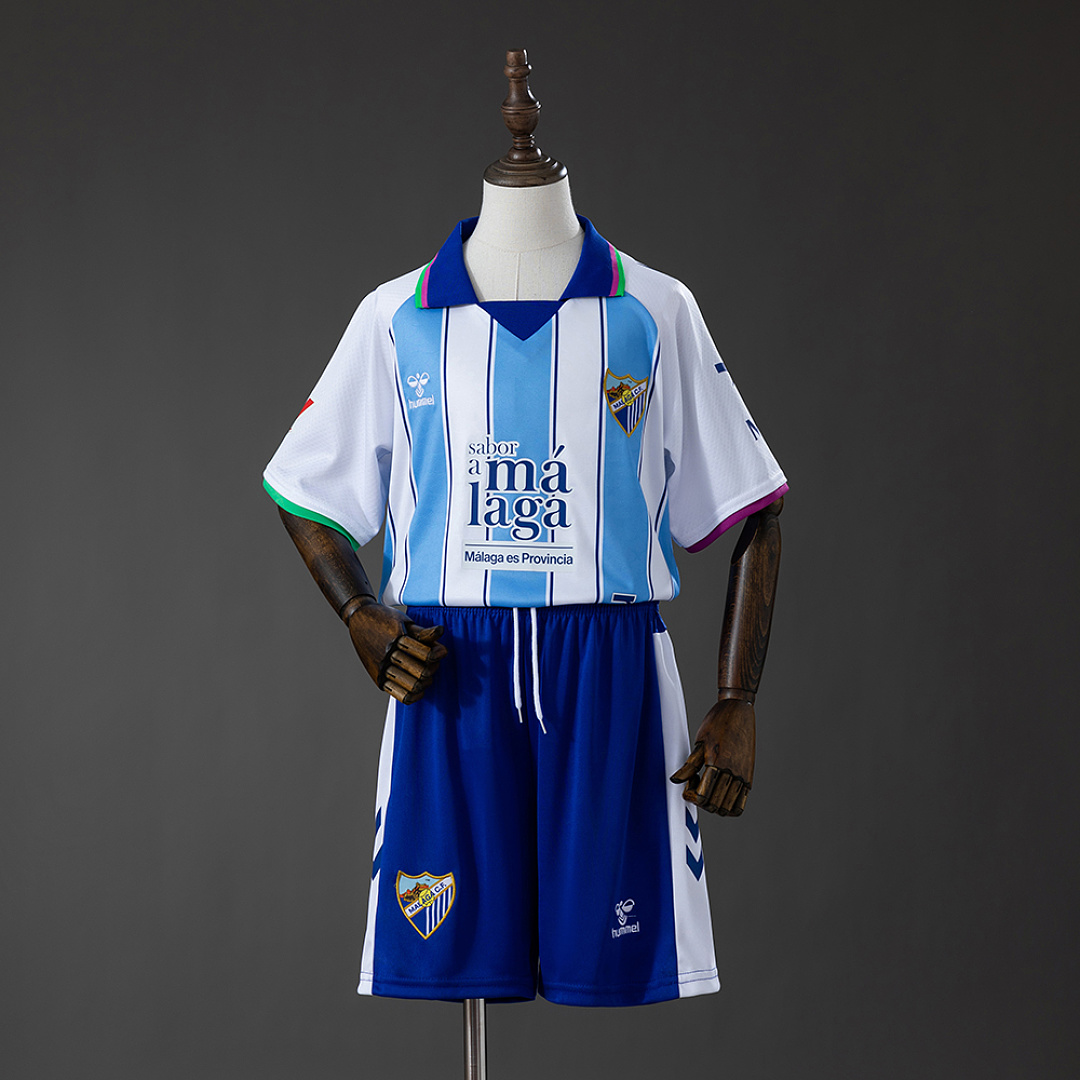 Malaga 26/27 Home Kids Kit Jersey Size 16-28 2