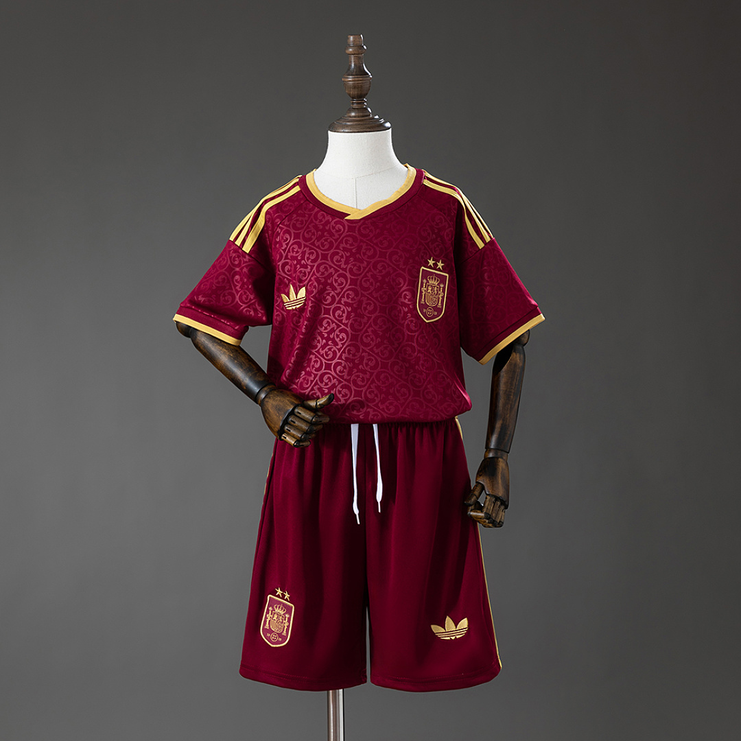 Spain 2026 2 Stars Special Edition Kids Kit - Maroon Size 16-28