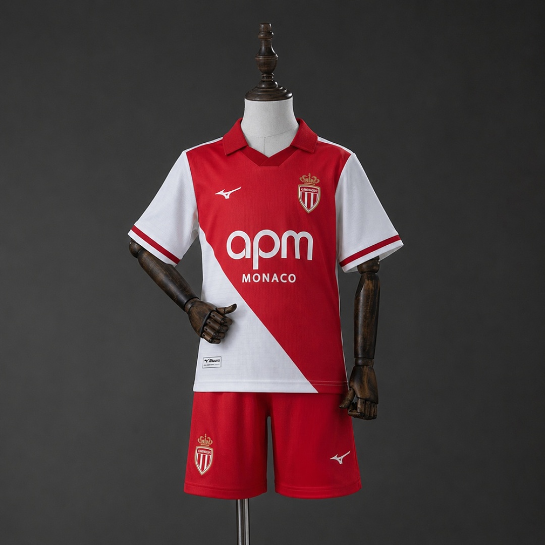 AS Monaco 26/27 Home Kids Kit Size 16-28 3
