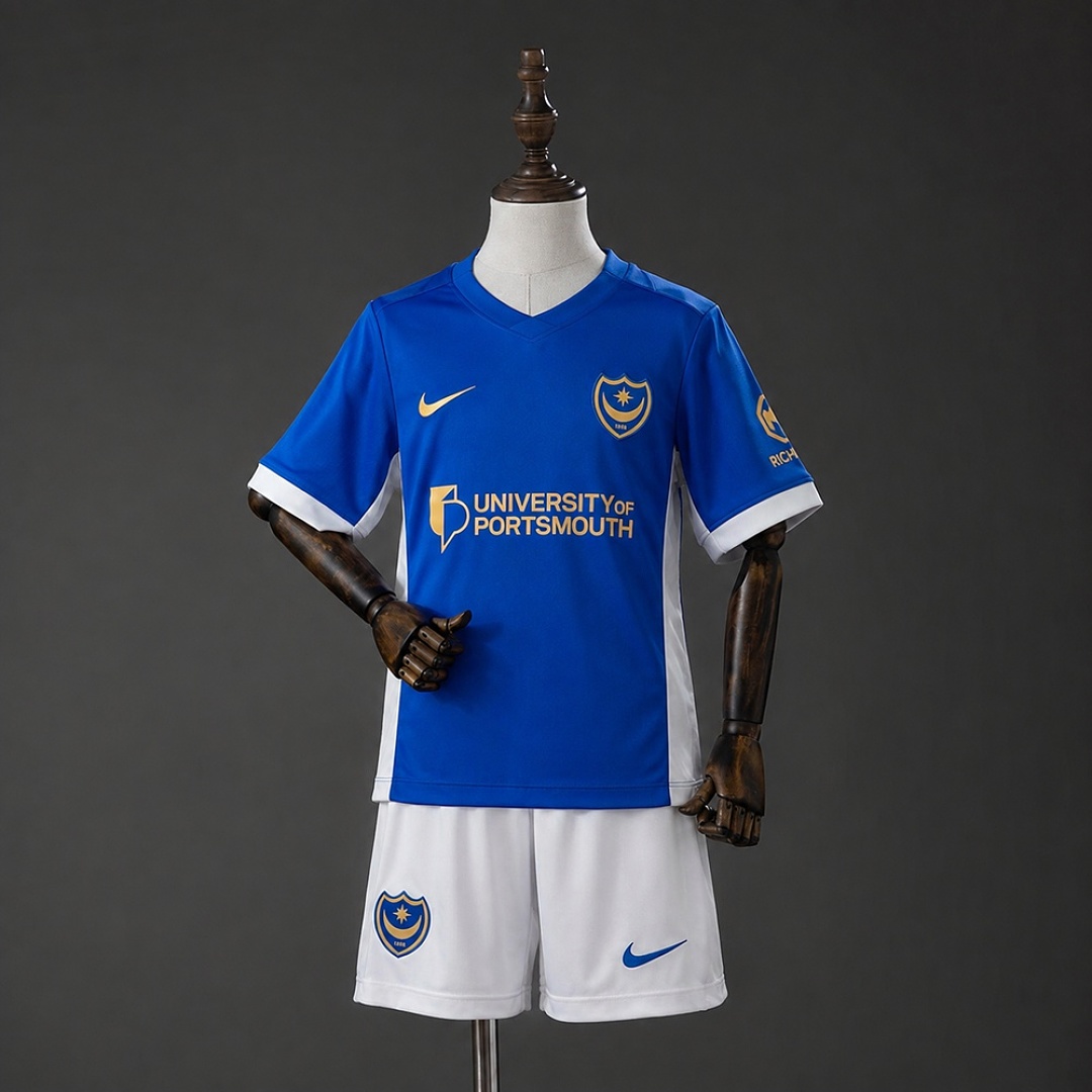 Portsmouth 26/27 Home Kids Kit Size 16-28