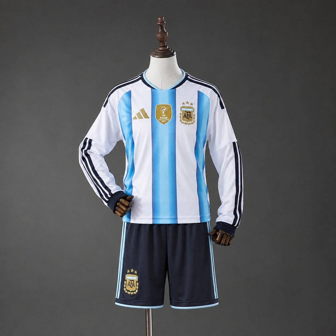 Argentina 2026 Home Long-Sleeve Kids Kit Size 16-30