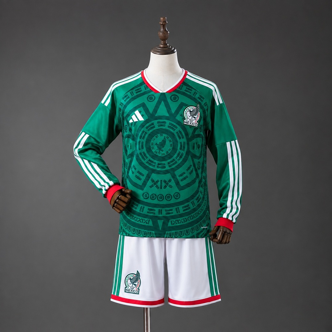 Mexico 2026 Home Long-Sleeve Kids Kit Size 16-30