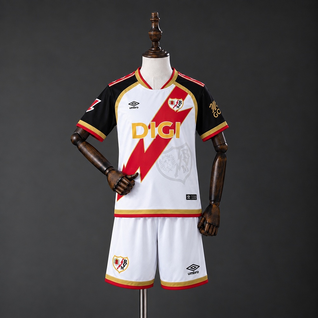 Rayo Vallecano 26/27 Home Kids Kit Size 16-28 3