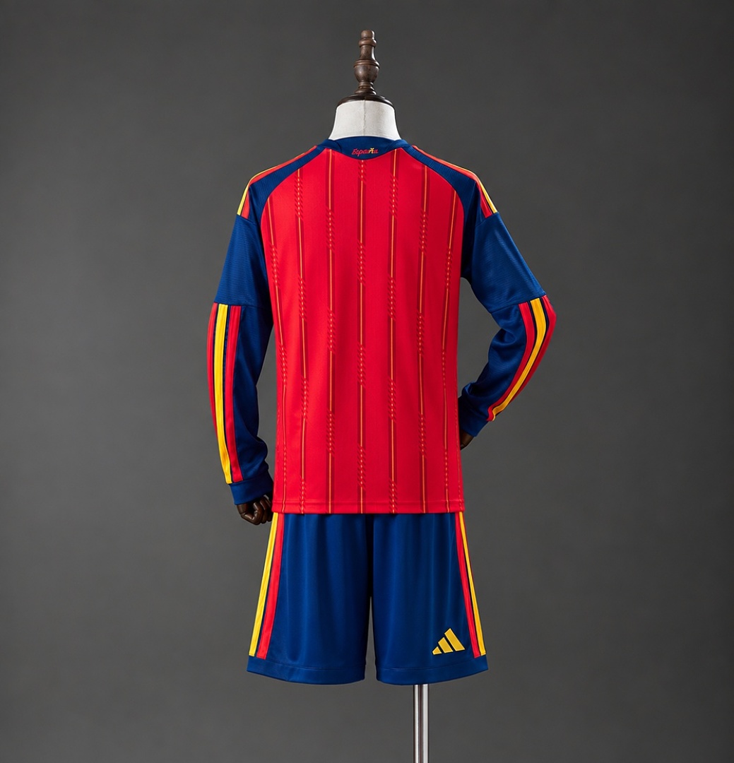 Spain 2026 Home Long-Sleeve Kids Kit Size 16-30 2