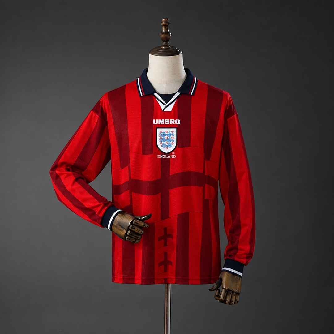 England 1998 Away Long-Sleeves Retro Jersey S-XXL