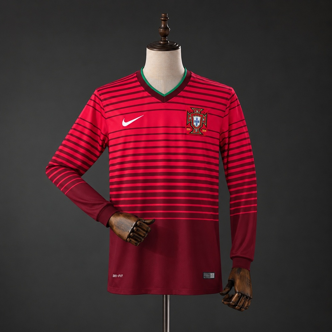 Portugal 2014 Home Long-Sleeves Retro Jersey S-XXL