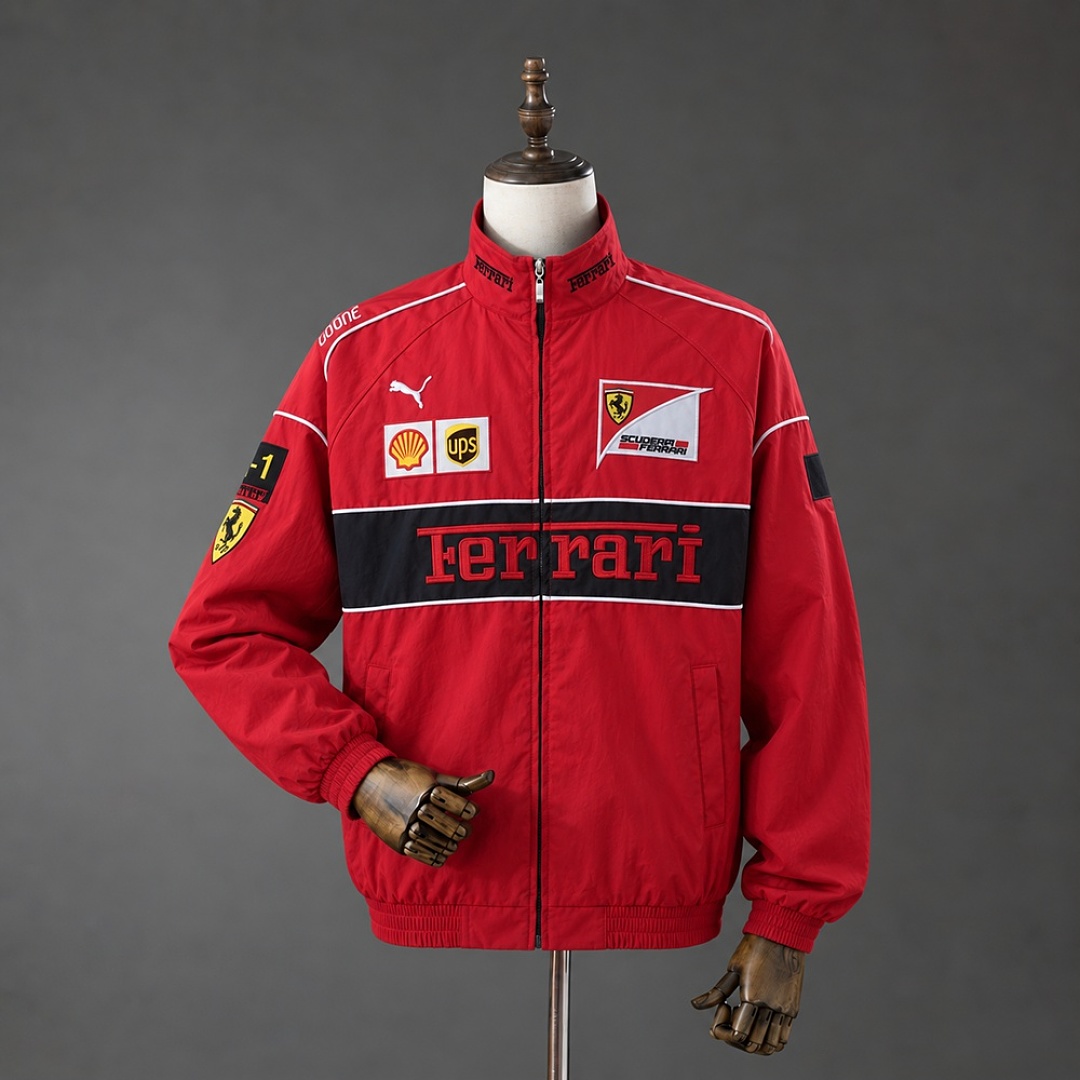 F1 Ferrari Retro Racing Full-Zip Jacket - Red S-XXL