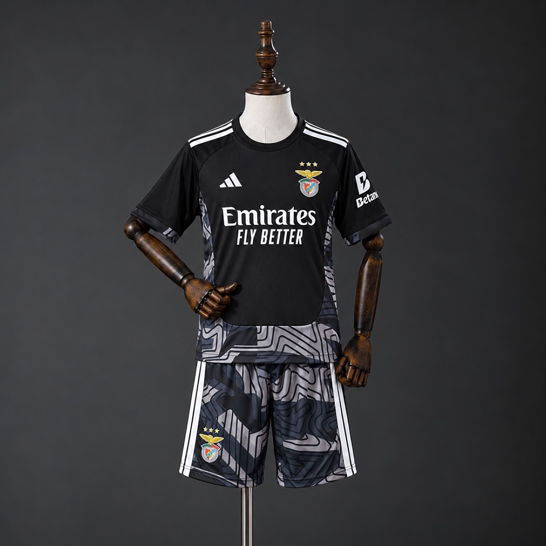 Benfica 26/27 Black Goalkeeper Kids Kit Size 16-28